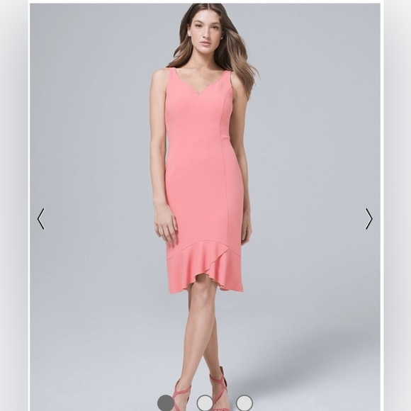 White House Black Market Flounce coral dress size 10 NWT’s - Picture 1 of 13